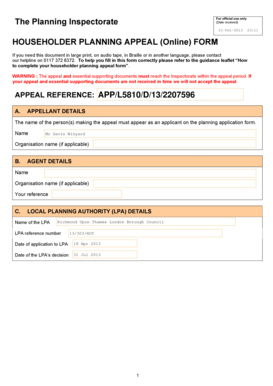 Householder Planning Appeal Form