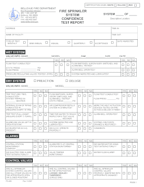 Bellevue Fire Department Fire Sprinkler Test Report