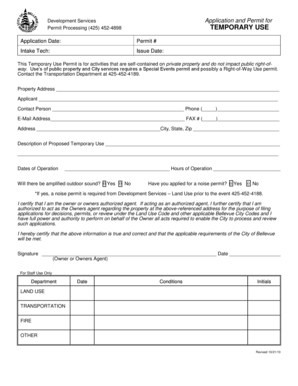 Temporary Use Permit Application