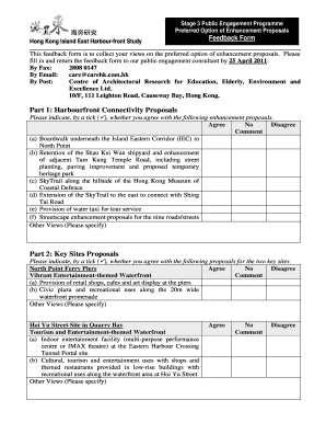 Hong Kong Island East Harbourfront Study Feedback Form