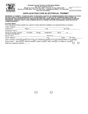 Orange County Electrical Permit Application