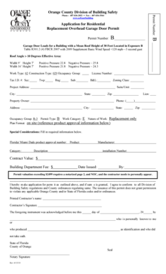 Residential Garage Door Permit Application