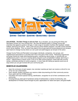 Orange County Parks and Recreation Volunteer Agreement