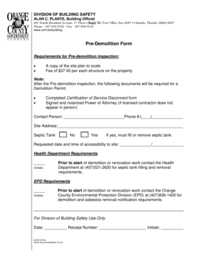 Florida Pre-Demolition Form