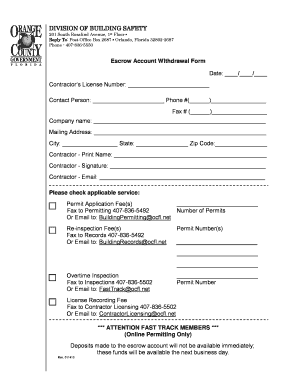 Escrow Account Withdrawal Form