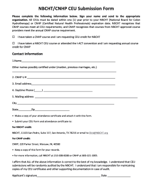NBCHT/CNHP CEU Submission Form