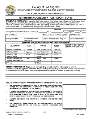 Los Angeles Structural Observation Report Form