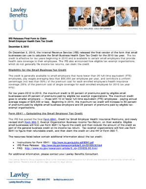 IRS Form 8941 for Small Employer Health Care Tax Credit