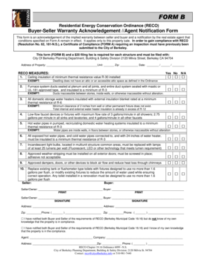 Residential Energy Conservation Ordinance Compliance Form