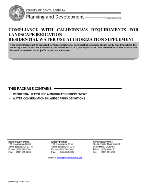 California Residential Water Use Authorization Supplement