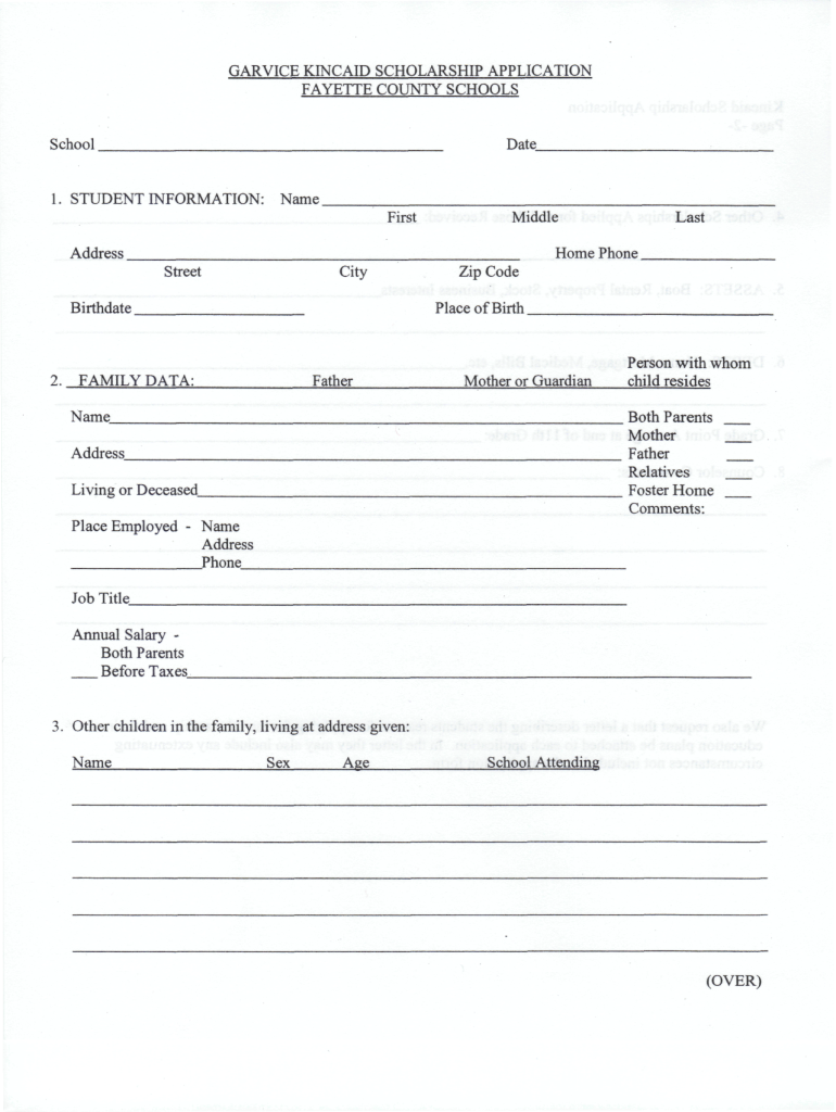 application student form Preview on Page 1.