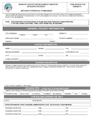 Mohave County Building Permit Revision Submittal Worksheet