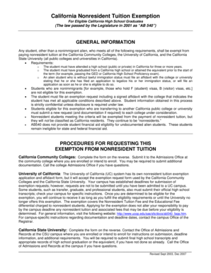 California Nonresident Tuition Exemption Request