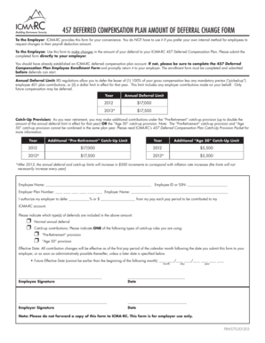 457 Deferred Compensation Plan Deferral Change Form