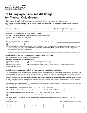 2014 Washington Employee Medical Enrollment Form