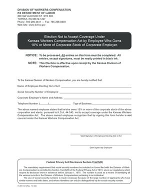 Kansas Workers Compensation Election Form