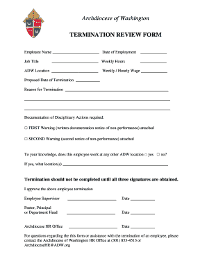 Disciplinary procedure pdf - Archdiocese of Washington TERMINATION REVIEW FORM - site adw