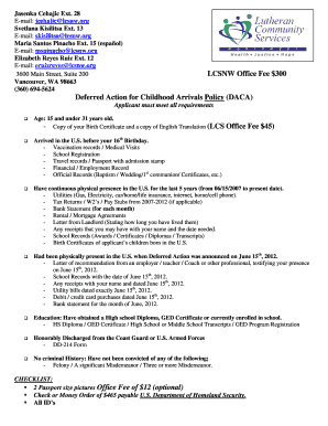 Deferred Action for Childhood Arrivals Policy (DACA) Application