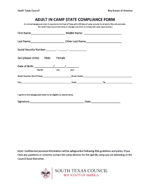 Adult In Camp State Compliance Form