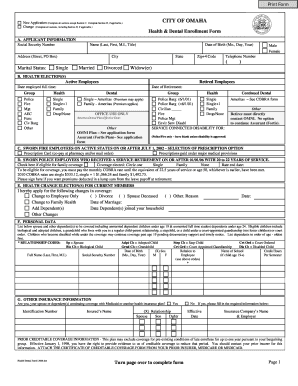 City of Omaha Health & Dental Enrollment Form