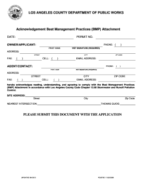 Los Angeles County BMP Attachment Acknowledgement
