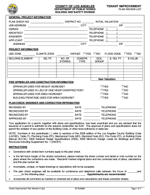Los Angeles Tenant Improvement Plan Review
