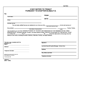 3 Day Notice to Tenant