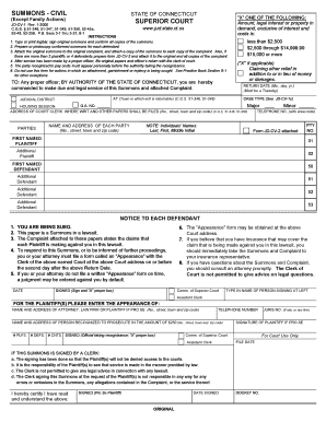 Connecticut Summons - Civil, Rev. 1/2000 - State Legal Forms