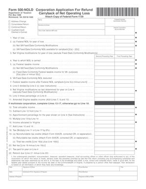 Virginia Corporation Net Operating Loss Refund Form
