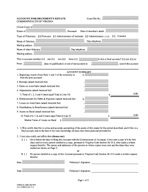 Virginia Account for Decedent's Estate