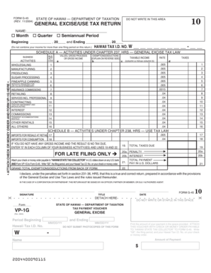 Hawaii General Excise/Use Tax Return