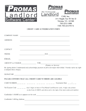 Credit Card Authorization Form