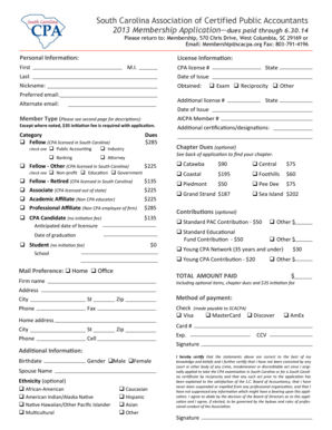 South Carolina CPA Membership Application