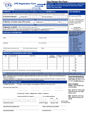 South Carolina CPA CPE Registration Form