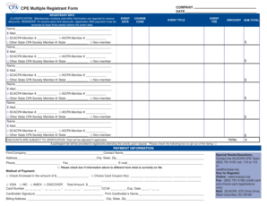 South Carolina CPA CPE Multiple Registrant Form