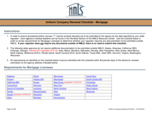 Uniform Company Renewal Checklist - Mortgage