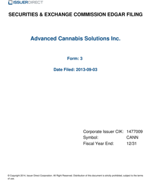 Advanced Cannabis Solutions Inc - filings irdirect