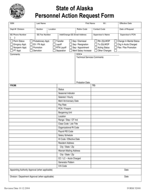 State of Alaska Personnel Action Request Form