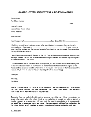 Sample Letter Requesting a Re-Evaluation