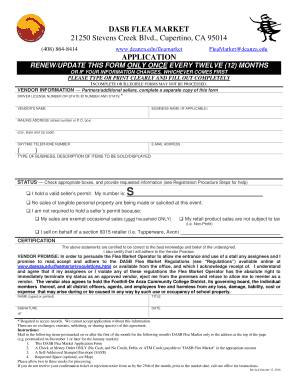 Sa332a form download - de anza college flea market form