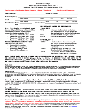 Darton State College Meal Plan Contract