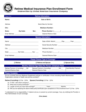 Retiree Medical Insurance Plan Enrollment Form
