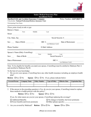 Senior Medical Insurance Plan Enrollment Form