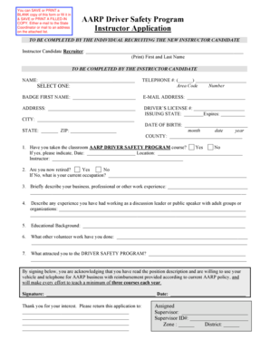 AARP Driver Safety Program Instructor Application