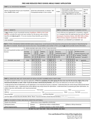 Free and Reduced Price School Meal Application