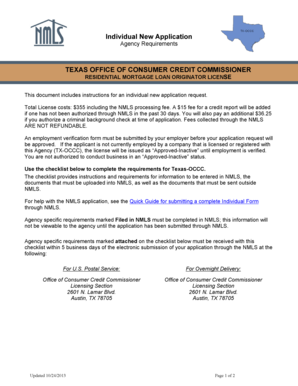 Texas Residential Mortgage Loan Originator License Application