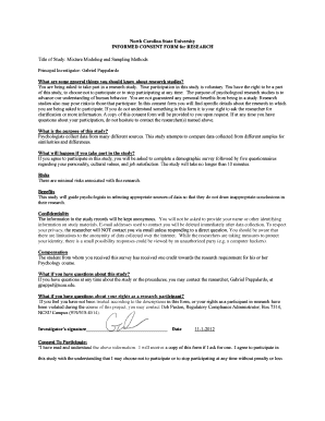 INFORMED CONSENT FORM for RESEARCH