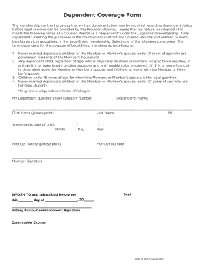 LegalShield Dependent Coverage Form