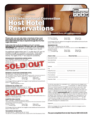 2010 International Convention Hotel Reservations