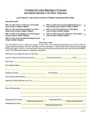 US District Court Attorney Registration Form